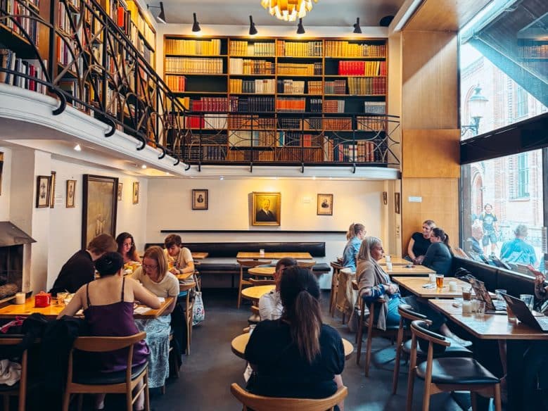 Students chatting in a cafe in Denmark