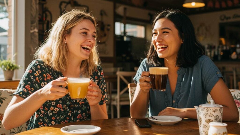 Students working in a Danish cafe